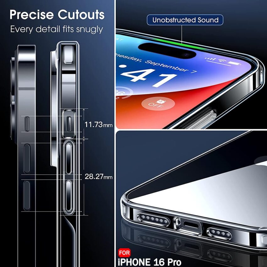 TheGiftKart Ultra-Hybrid Crystal Clear Cover for iPhone 16 Pro - Image 2