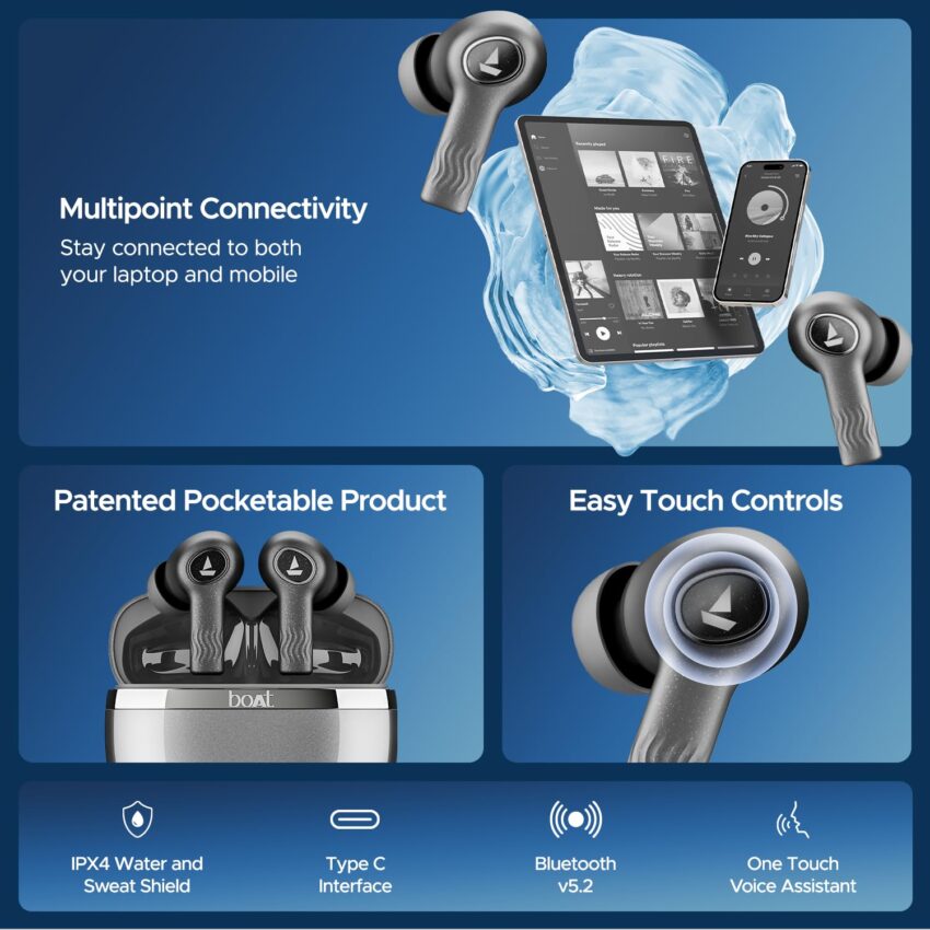 boAt Ear Earbuds Wireless Earphones with mic - Image 2